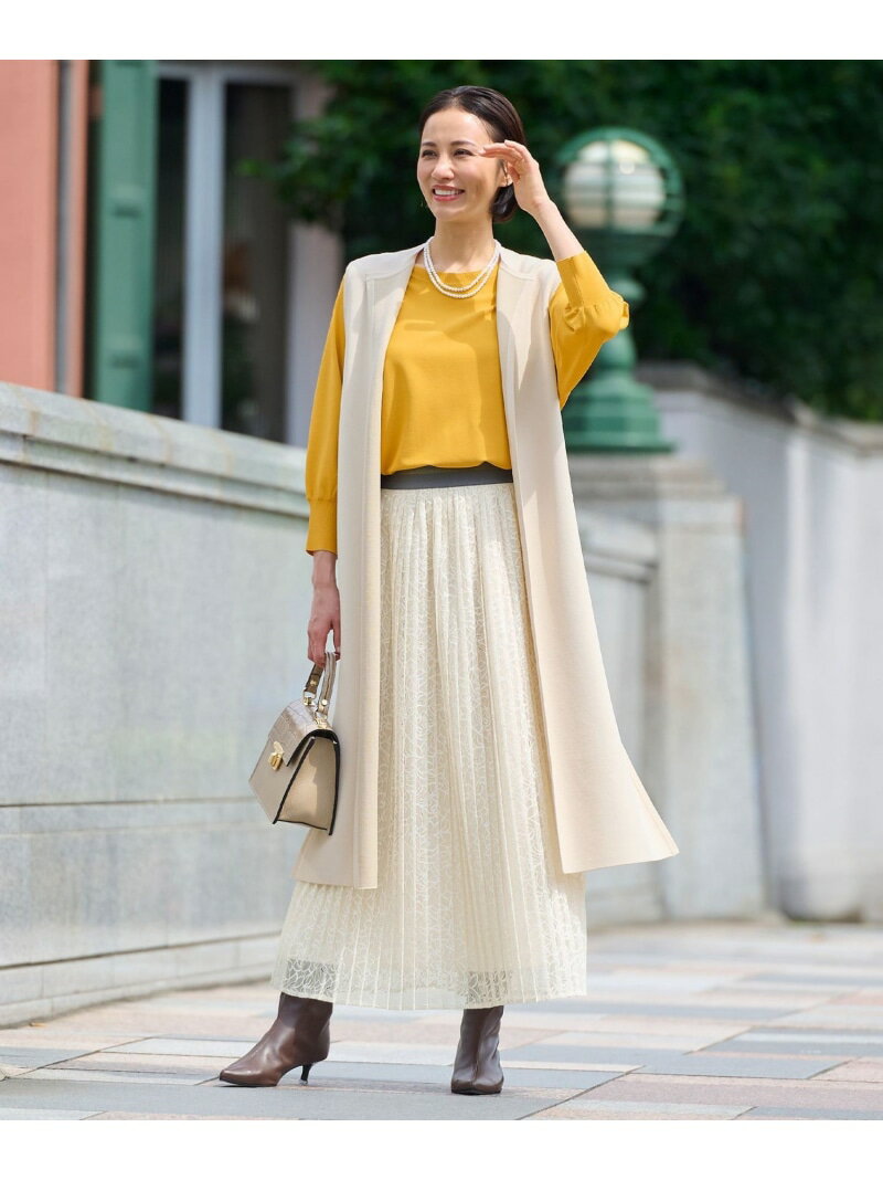 【SALE/50%OFF】【WEB限定カラーあり・洗える】クレープストレッチニット ジレ 自由区 S ジユウク トップス ベスト・ジレ ベージュ ブラック【RB...