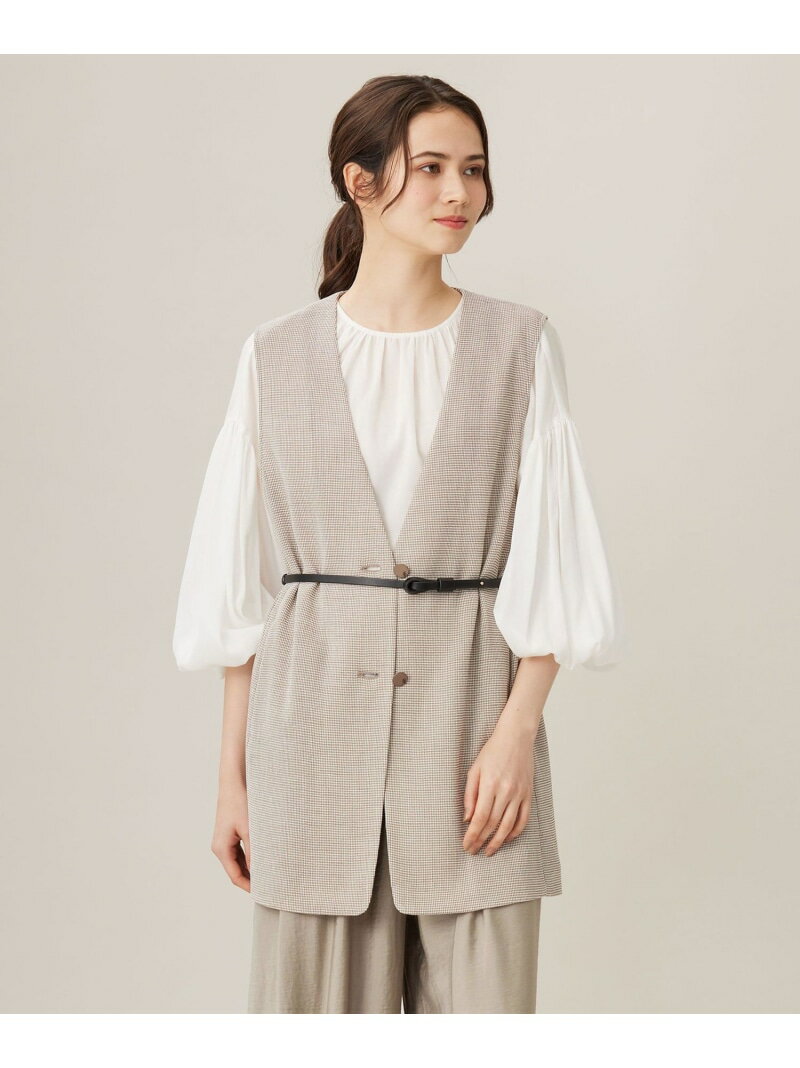 【洗える】ライトカラミミドル丈 ジレ 自由区 L ジユウク トップス ベスト・ジレ カーキグリーン【送料..