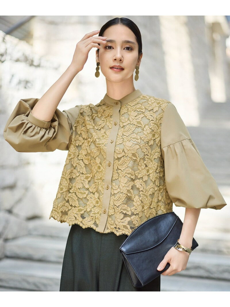 レースブロッキングブラウス自由区L...