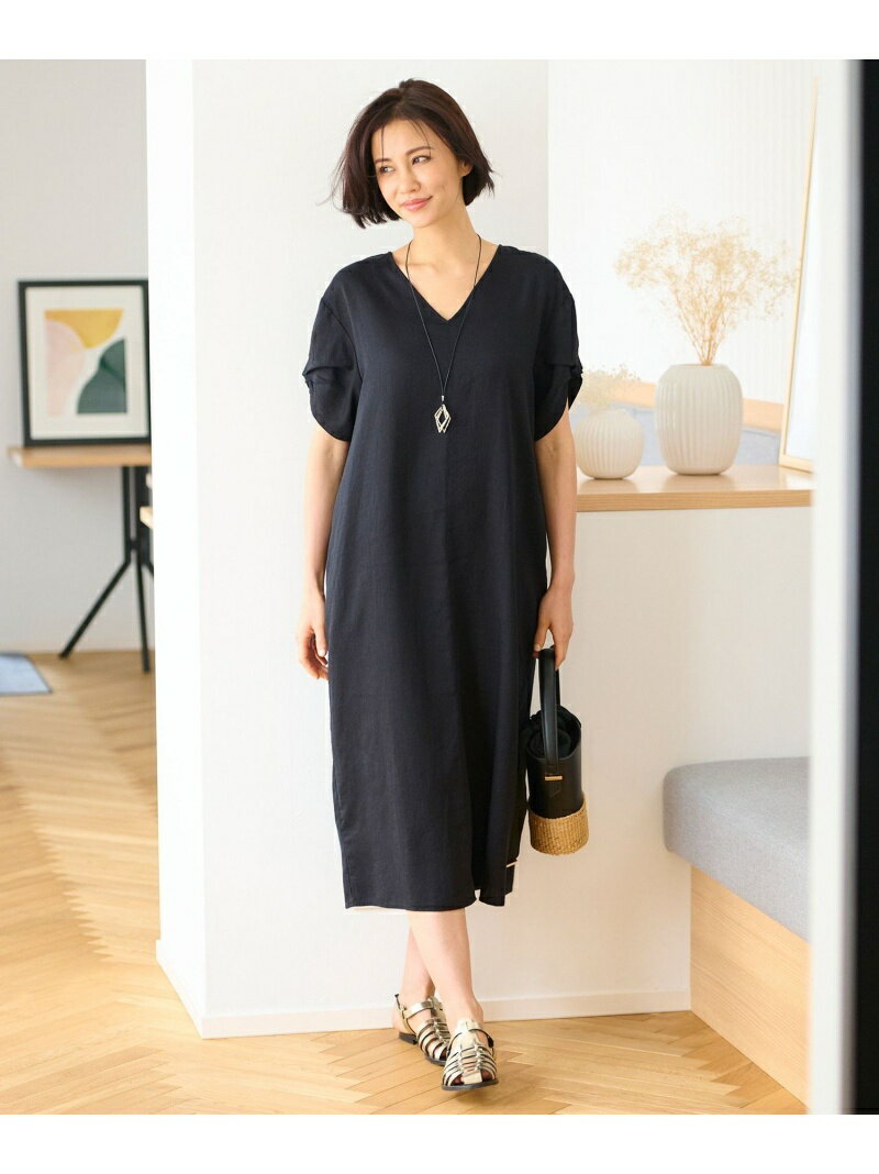 【洗える】テンセルリネンデニム ワンピース 自由区 L ジユウク ワンピース・ドレス ワンピース グレー ネイビー【送料無料】[Rakuten Fashion]