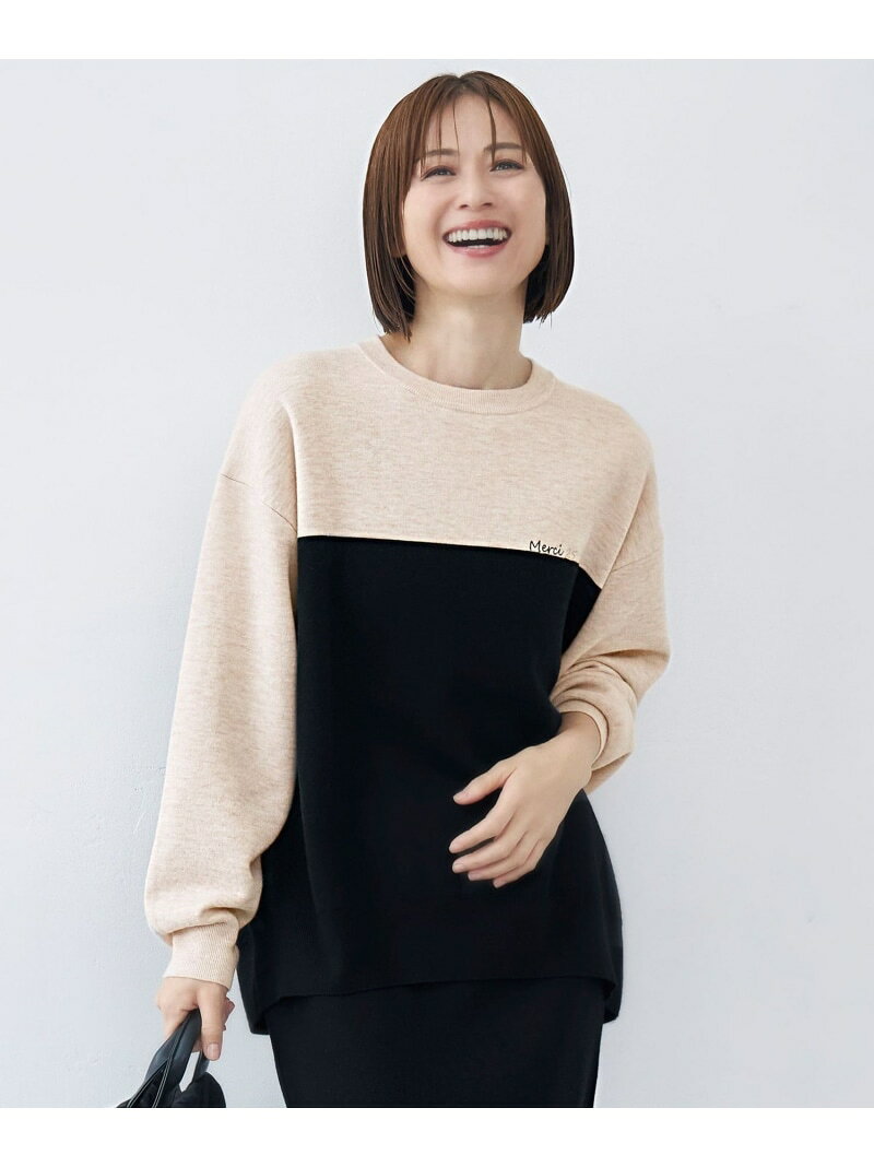 乐天商城 - 【SALE／30%OFF】【カタログ掲載・セットアップ対応・洗える】スムージーブロッキング ニット 自由区 S ジユウク トップス ニット ベージュ ピンク【RBA_E】【送料無料】[Rakuten Fashion]