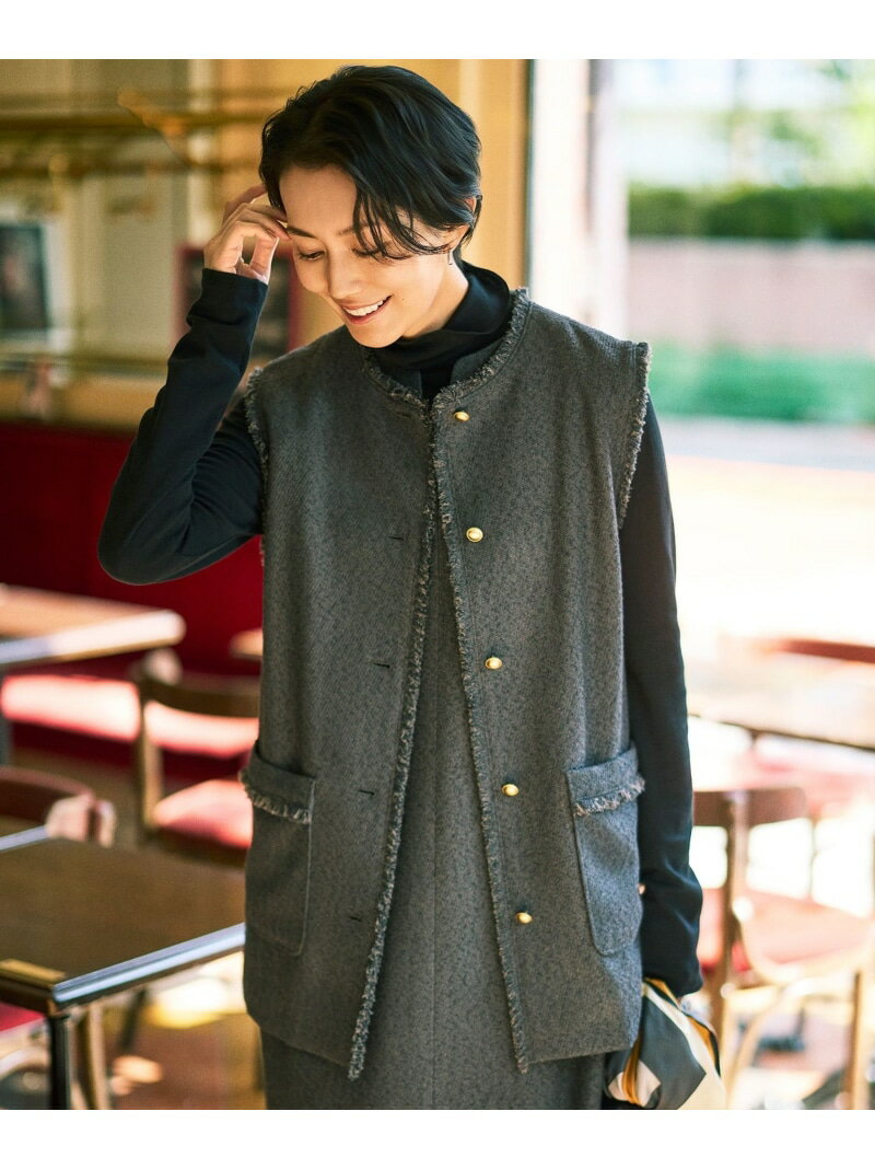 【カタログ掲載】ブライトリングツイード ジレ 自由区 L ジユウク トップス ベスト・ジレ ネイビー【送..