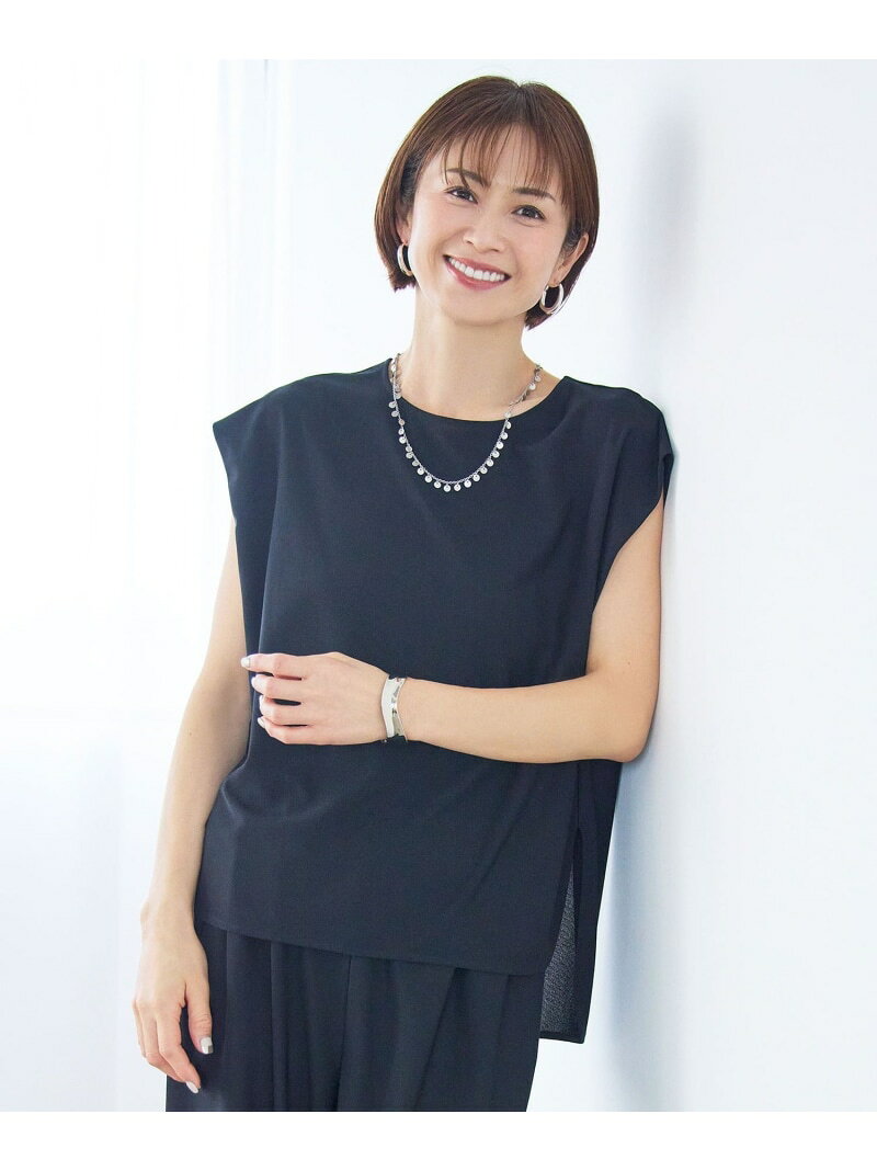 Rakuten - 【WEB先行販売】ストレッチアムンゼンフレンチスリーブ カットソー 自由区 S ジユウク トップス カットソー・Tシャツ ブルー ネイビー ベージュ【送料無料】[Rakuten Fashion]