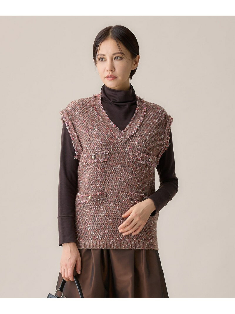 【SALE／50%OFF】ミックスツイードニット ベスト 自由区 ジユウク トップス ベスト・ジレ ピンク ブルー【RBA_E】【送料無料】[Rakuten Fashion]のサムネイル