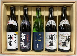 浦霞 飲み尽くしギフトセット 720ml 5本（純米吟醸 No.12／純米／純米辛口／本醸造／本醸造辛口） ギフト箱入り 宮城県（佐浦）［日本酒／スッキリ辛口／大容量ギフト］