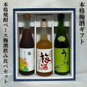 本格焼酎ベース梅酒 飲み比べギフトセット(贅沢な梅酒 国産はちみつ黒糖ブレンド/小正の梅酒/庭のうぐいす梅酒 おうとろ)【720ml3本】※ギフト箱入り