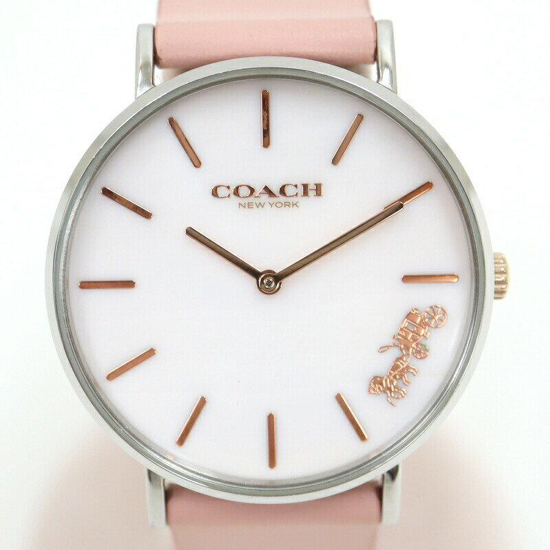 Rakuten - 【中古】COACH コーチ レディースウォッチ ホワイト文字盤 SS/QZ レザーベルト