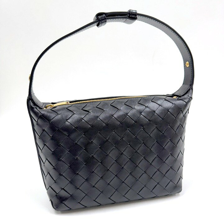乐天商城 - 【中古】BOTTEGA VENETA ボッテガヴェネタ ミニウォレス ショルダーバッグ イントレチャート レザー ブラック 754443