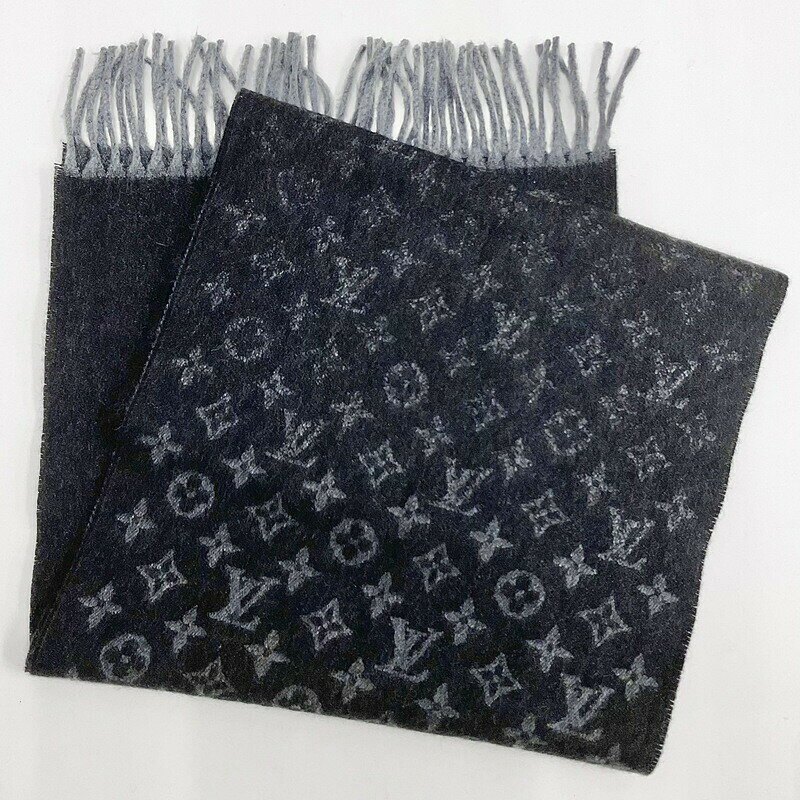 Rakuten - 【中古】LOUIS VUITTON ルイヴィトン エシャルプ モノグラムグラディエント グレー カシミヤ×ウール M71607 GT0199
