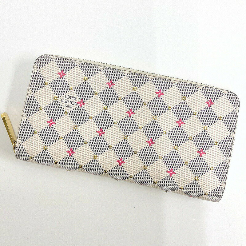 Rakuten - 【中古】LOUISVUITTON ルイヴィトン ジッピーウォレット 長財布 ダミエ・アズール・スタッズ フューシャ N64615 RFID