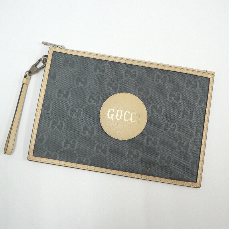 【中古】GUCCI グッチ オフザグリッド クラッチバッグ ナイロン×レザー グレー×アイボリー 625598