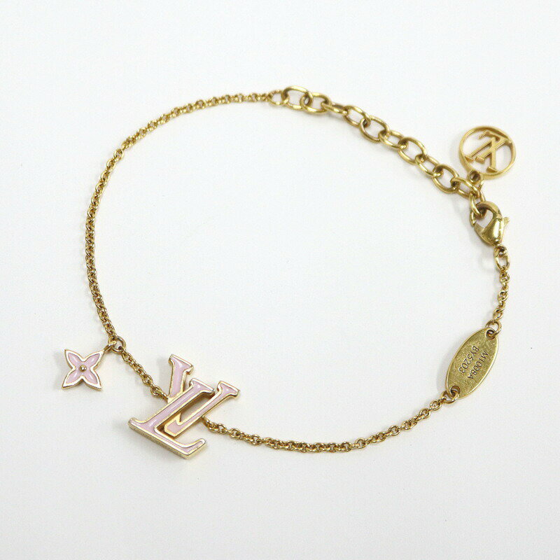 【中古】LOUIS VUITTON ルイヴィトン ブレスレット・LVアイコニック GP ゴールド×ペールピンク M1008A BY5203