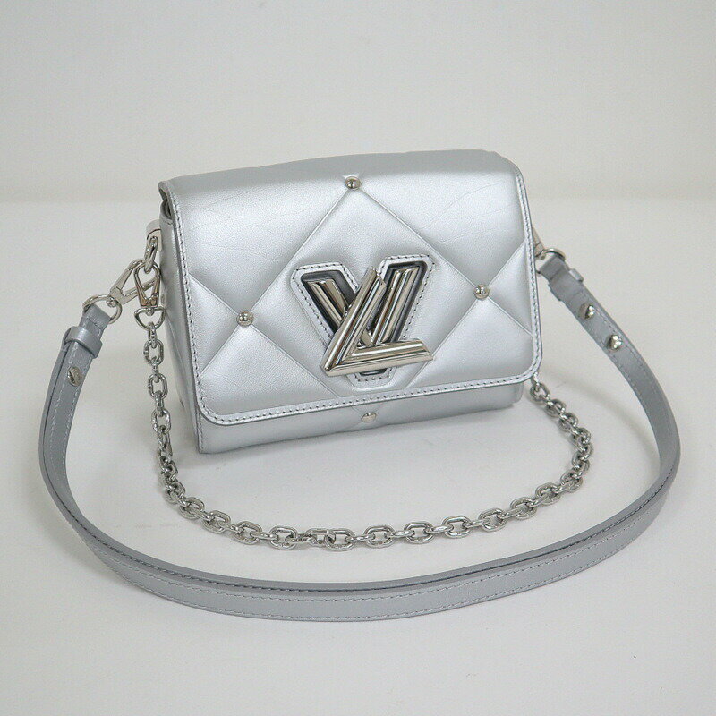 【中古】LOUIS VUITTON ルイヴィトン ツイストPM ショルダーバッグ LVピロー レザー シルバー M59031 RFIDタグ