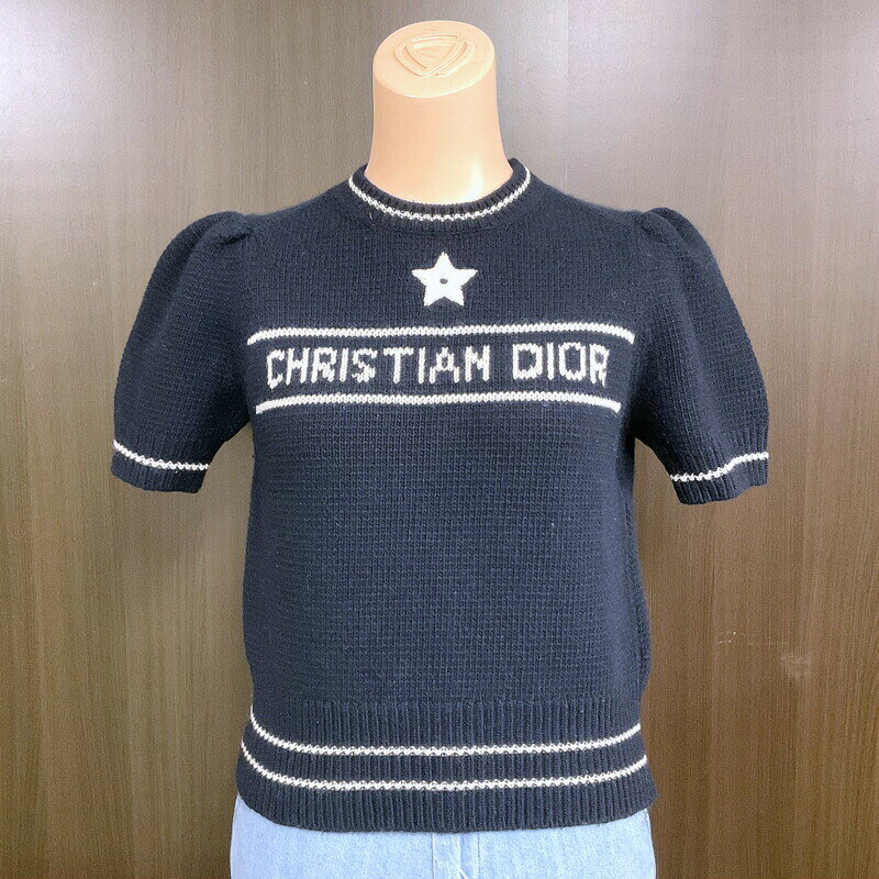 ネイビー CHRISTIAN DIOR 星ロゴ 半袖ニット セーター ネイビー CHRISTIAN DIOR 星ロゴ 半袖ニット セーター ネイビー