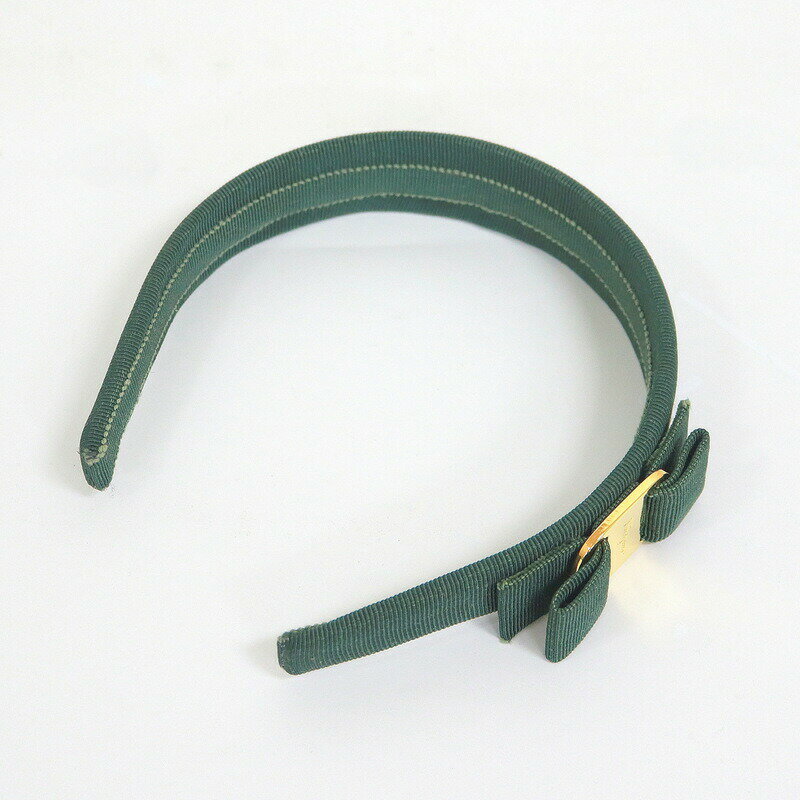 フェラガモ カチューシャ グレー ヴァラ リボン ゴールド金具 FERRAGAMO（フェラガモ） サルヴァトーレ Salvatore Ferragamo