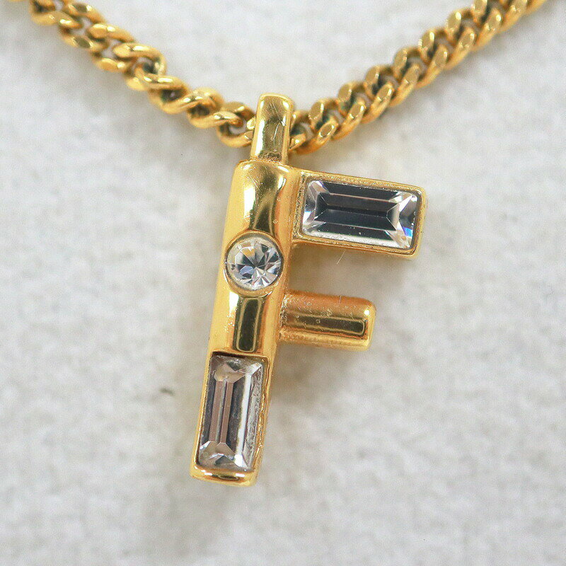 乐天商城 - 【中古】FENDI フェンディ Fロゴ・ネックレス 8AH718 ゴールド×ラインストーン GP