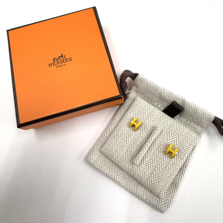 Rakuten - 【中古】HERMES エルメス ポップアッシュミニ ピアス ゴールド×イエロー