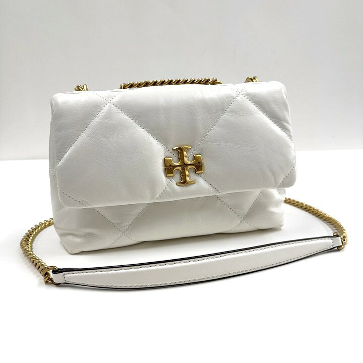 Rakuten - 【中古】TORY BURCH トリーバーチ キラ ダイヤモンドキルト コンバーチブル スモール ショルダーバッグ レザー ホワイト