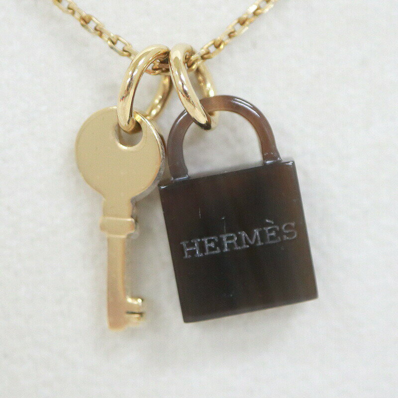 Rakuten - 【中古】HERMES エルメス アミュレットパドロックPM ネックレス GP×バッファローホーン