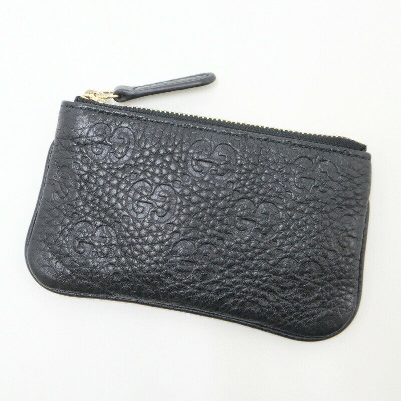 GUCCI - 【中古】GUCCI グッチ コインケース GGエンブレム GGグレインレザー ブラック 815891