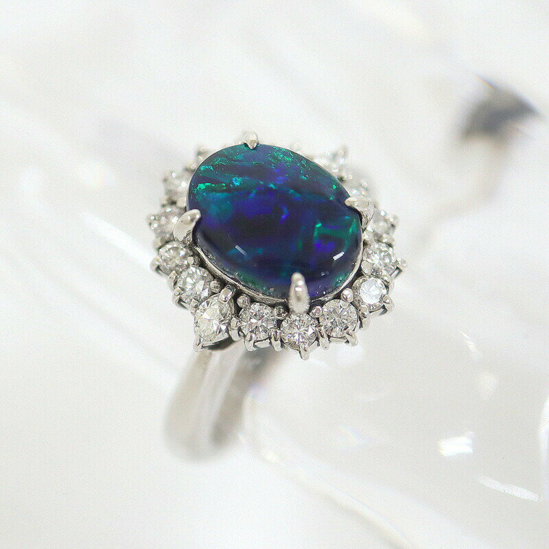 Rakuten - 【中古】Jewelry Pt900 ブラックオパールリング B:1.90ct D:0.52ct 8g