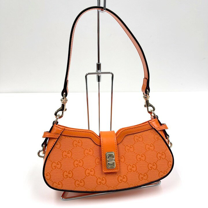 Rakuten - 【中古】GUCCI グッチ ムーンサイド ミニショルダーバッグ GGキャンバス オレンジ 786035