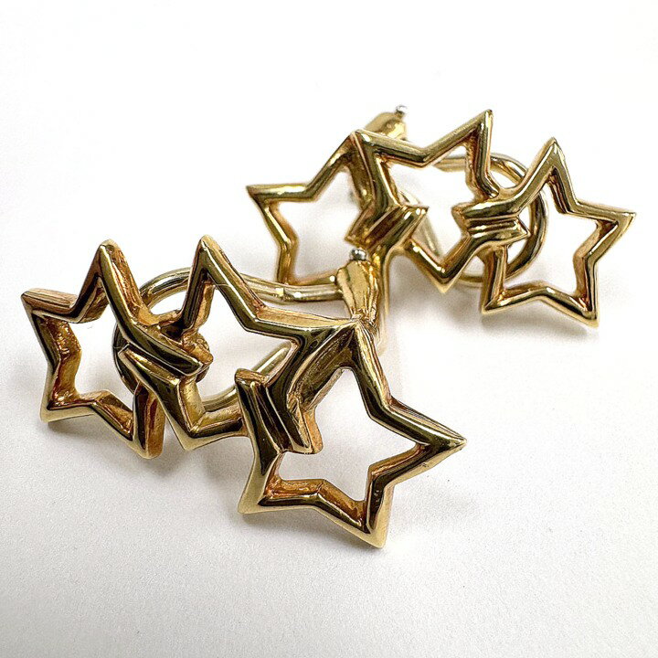 【中古】Tiffany＆Co. ティファニー スターモチーフ デザイン イヤリング トリプルスター 750 K18 ゴールド 7.5g