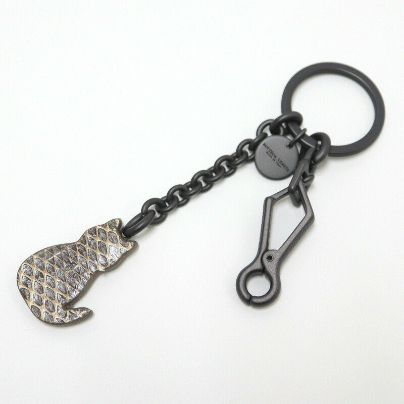 Rakuten - 【中古】BOTTEGA VENETA ボッテガヴェネタ キーリング ネコモチーフ グレー×ブラック
