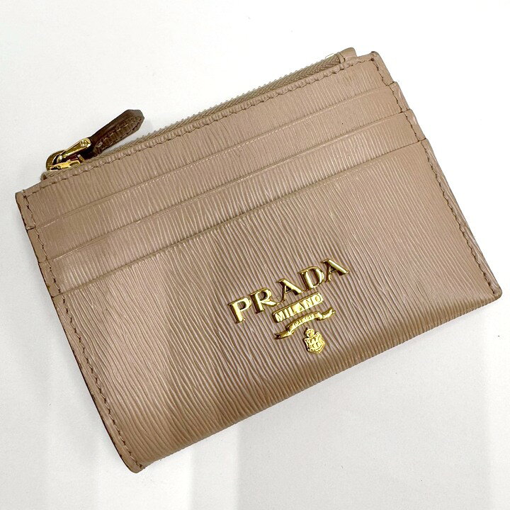 PRADA プラダ コインケース カードケース レザー ピンクベージュ