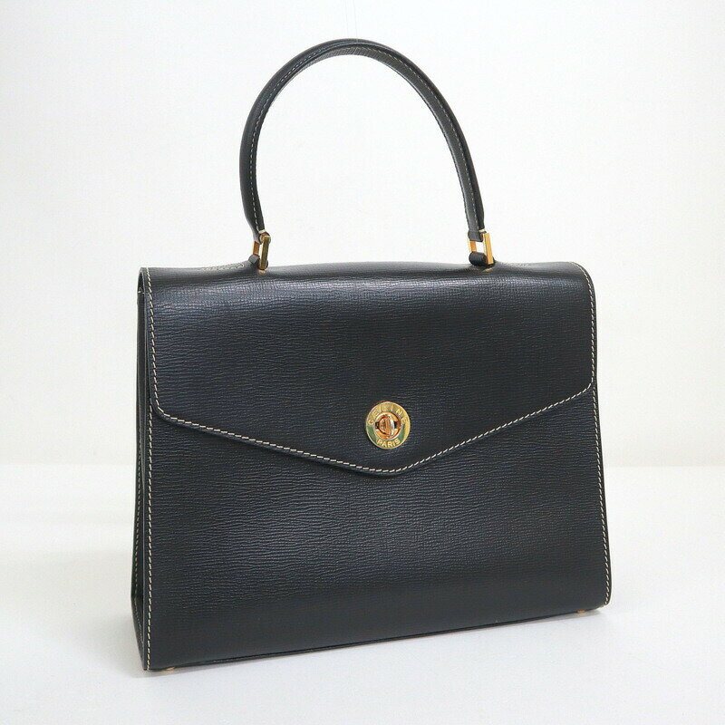 Rakuten - 【中古】CELINE セリーヌ フラップ・ハンドバッグ レザー ブラック×ゴールド金具 189243DRU.03UN