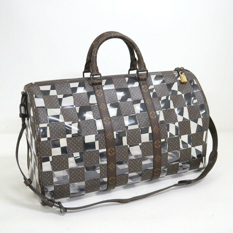 乐天商城 - 【中古】LOUIS VUITTON キーポルバンドリエール50 ボストンバッグ モノグラムチェス ブラウン M20864