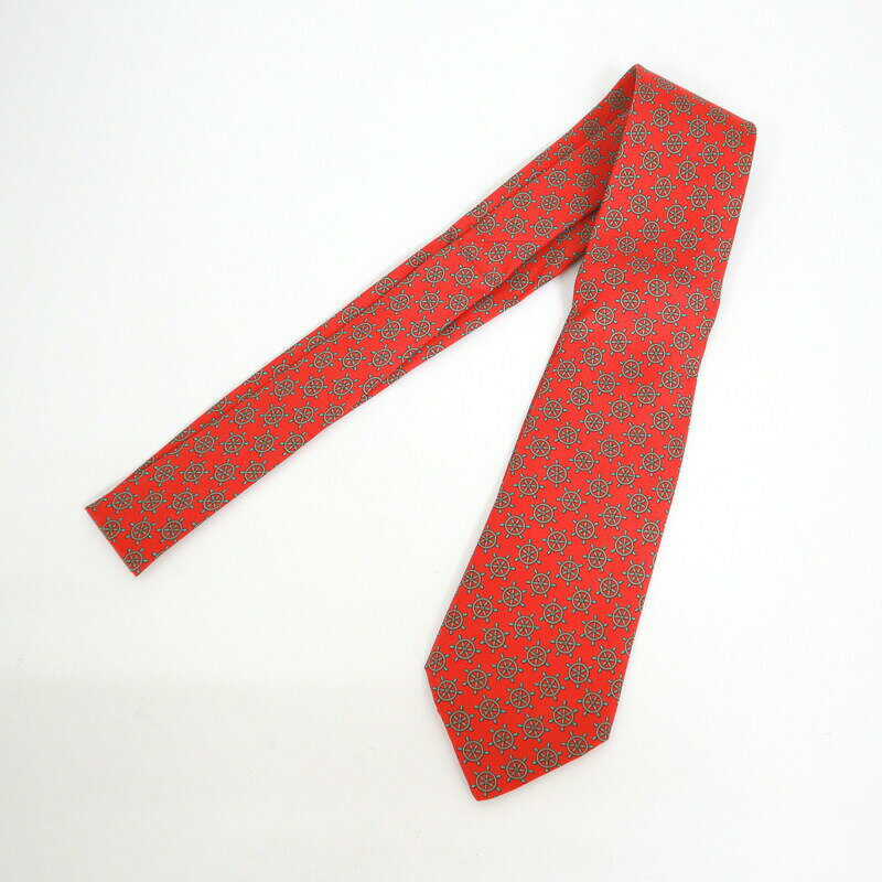 Rakuten - 【中古】HERMES エルメス ネクタイ 舵輪柄 レッド シルク 7317EA