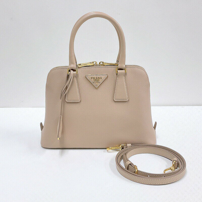 【中古】PRADA プラダ 2WAYハンドバッグ レザー ベージュ×ゴールド金具 1BA838