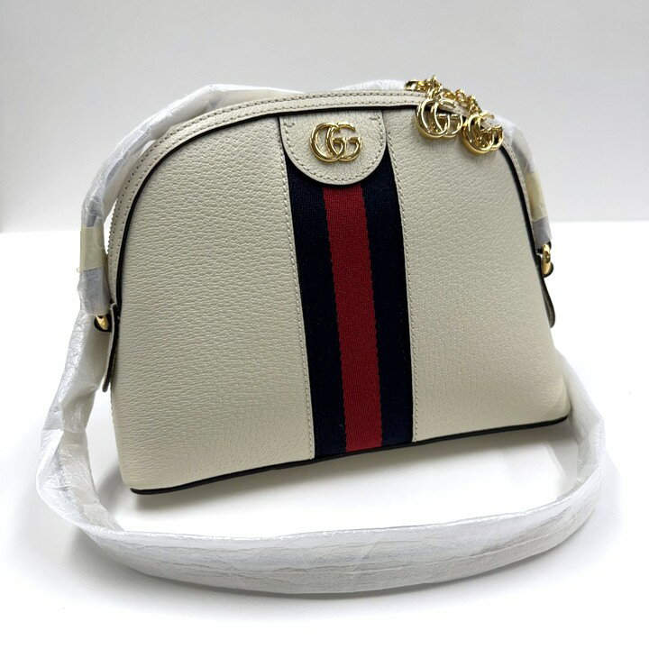 【中古】GUCCI グッチ オフィディア・ショルダーバッグ レザー ホワイト×ゴールド金具 719881