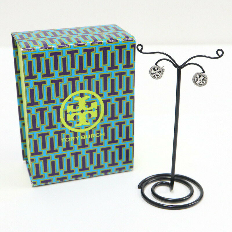 Rakuten - 【中古】TORY BURCH トリーバーチ ピアス ロゴ SVメッキ×ラインストーン