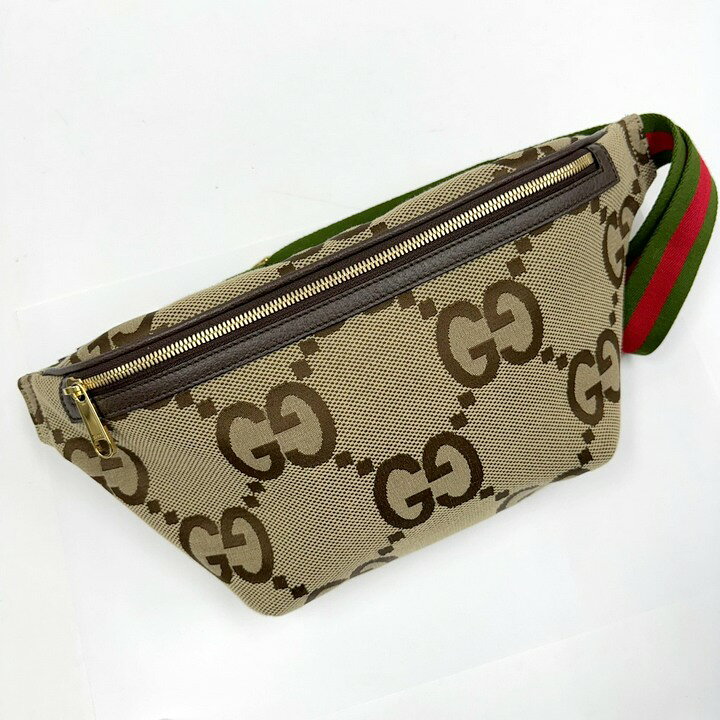 Rakuten - 【中古】GUCCI グッチ ベルトバッグ ジャンボGG ベージュ キャンバス 696031