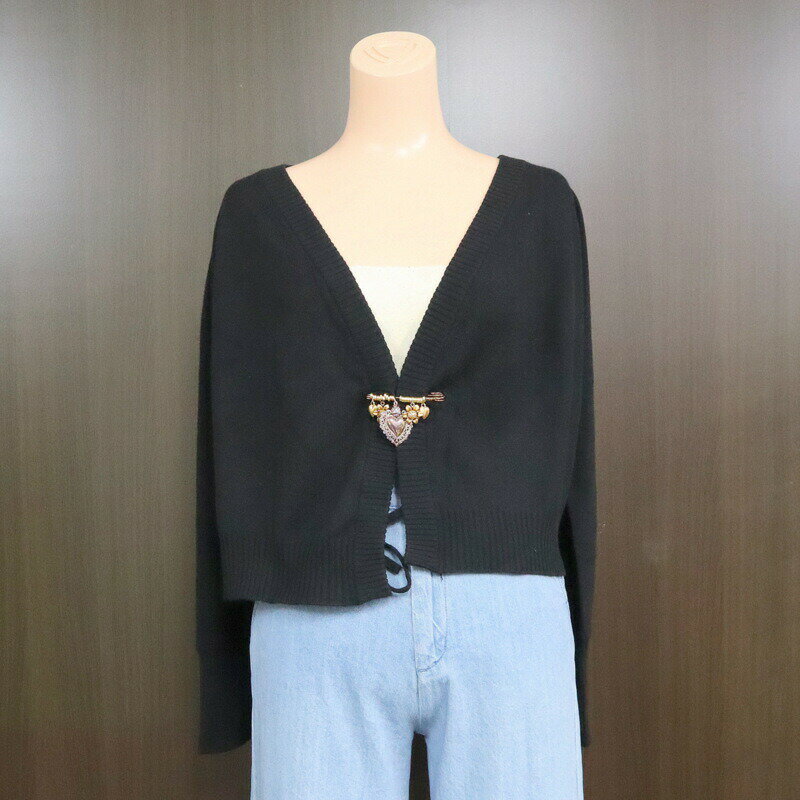 Rakuten - 【中古】DOLCE＆GABBANA ドルチェアンドガッバーナ カシミヤ・カーディガン ブローチ付き ブラック ♯44 FGL38K