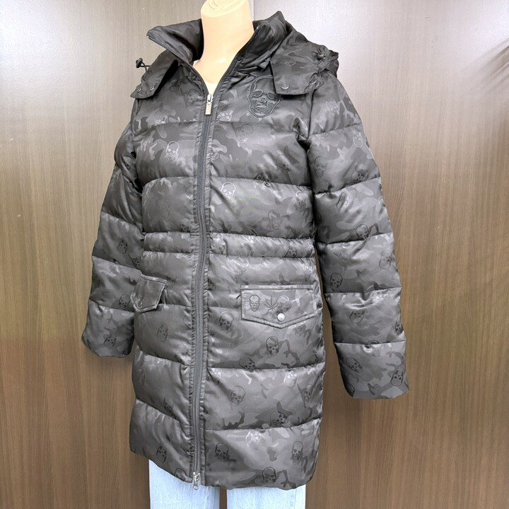 Rakuten - 【中古】Lucien pellat-finet ルシアンペラフィネ ダウンコート スカル柄 ブラック ポリエステル×レザー #L