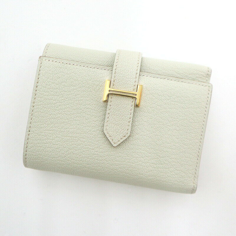 乐天商城 - 【中古】HERMES エルメス ベアン・コンビネ 財布 マッシュルーム×ゴールド金具 シェーブル W刻 2024年