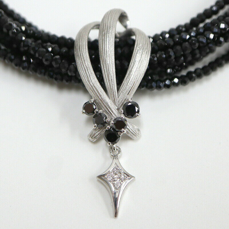Rakuten - 【中古】jewelry K18WG 芝田悦美 ダイヤモンド ブラックダイヤモンド 8連ネックレス ペンダント D0.03ct BD0.46ct