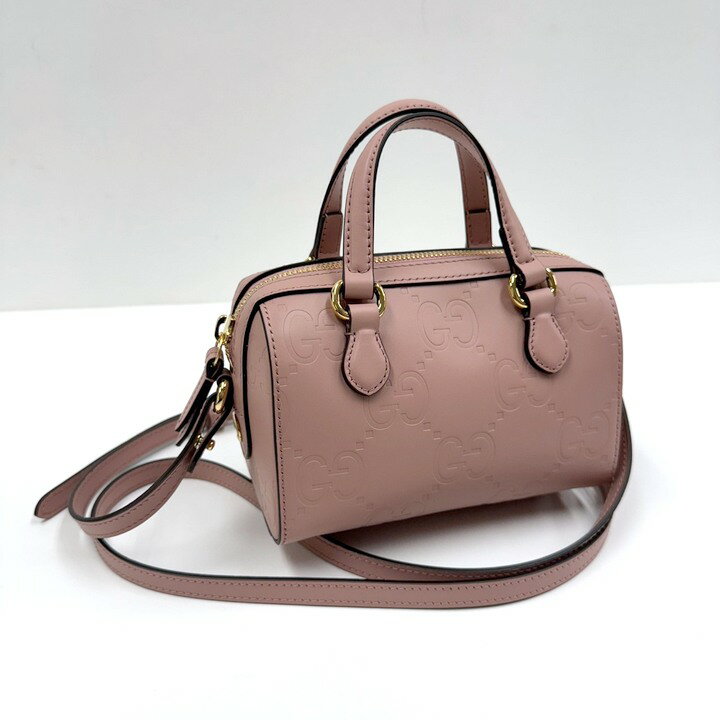 乐天商城 - 【中古】GUCCI グッチ GGスーパーミニハンドバッグ ピンク×ゴールド金具 レザー 790130