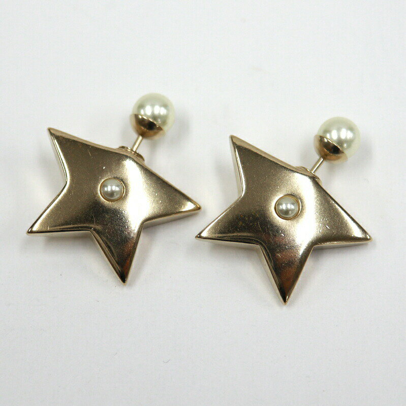 【中古】Dior ディオール スターキャッチコスチュームパールピアス ホワイト×ゴールド GP