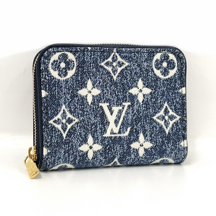 【中古】LOUIS VUITTON ジッピーコインパース 小銭入れ モノグラム ジャガード デニム ブルー M81185