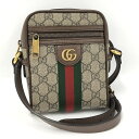 【中古】GUCCI ショルダーバッグ オフィディア GGスプリーム シェリーライン PVC ブラウン 598127