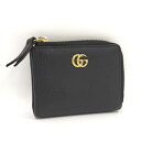 【中古】GUCCI コインケース L字ファスナー GGマーモント レザー ブラック 844406