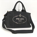 【中古】PRADA 2WAY トートバッグ カナパトート キャンバス ブラック BN2642