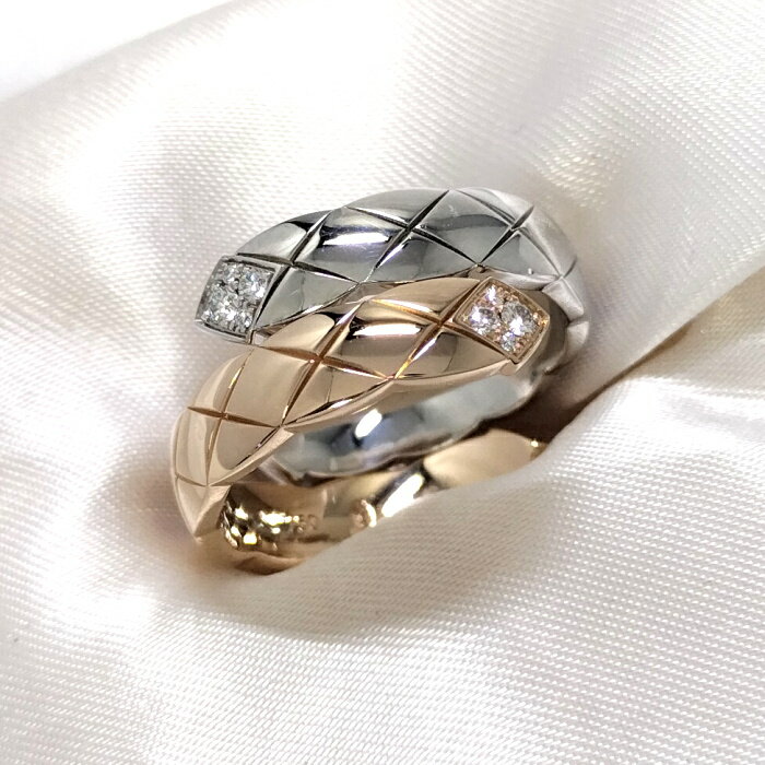 【中古】CHANEL ココクラッシュ リング 750WG PG K18WG PG ホワイトゴールド ピンクゴールド ダイヤモンド 表記サイズ57 約10.6gのサムネイル