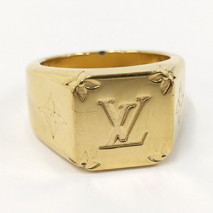 【中古】LOUIS VUITTON シグネット リング 指輪 メッキ ゴールド M80190 表記サイズ M