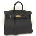 【中古】HERMES バーキン25 ハンドバッグ トゴ レザー ブラック □L刻印