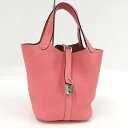 【中古】HERMES ピコタンロック18 ハンドバッグ トリヨンクレマンス ローズアザレ A刻印